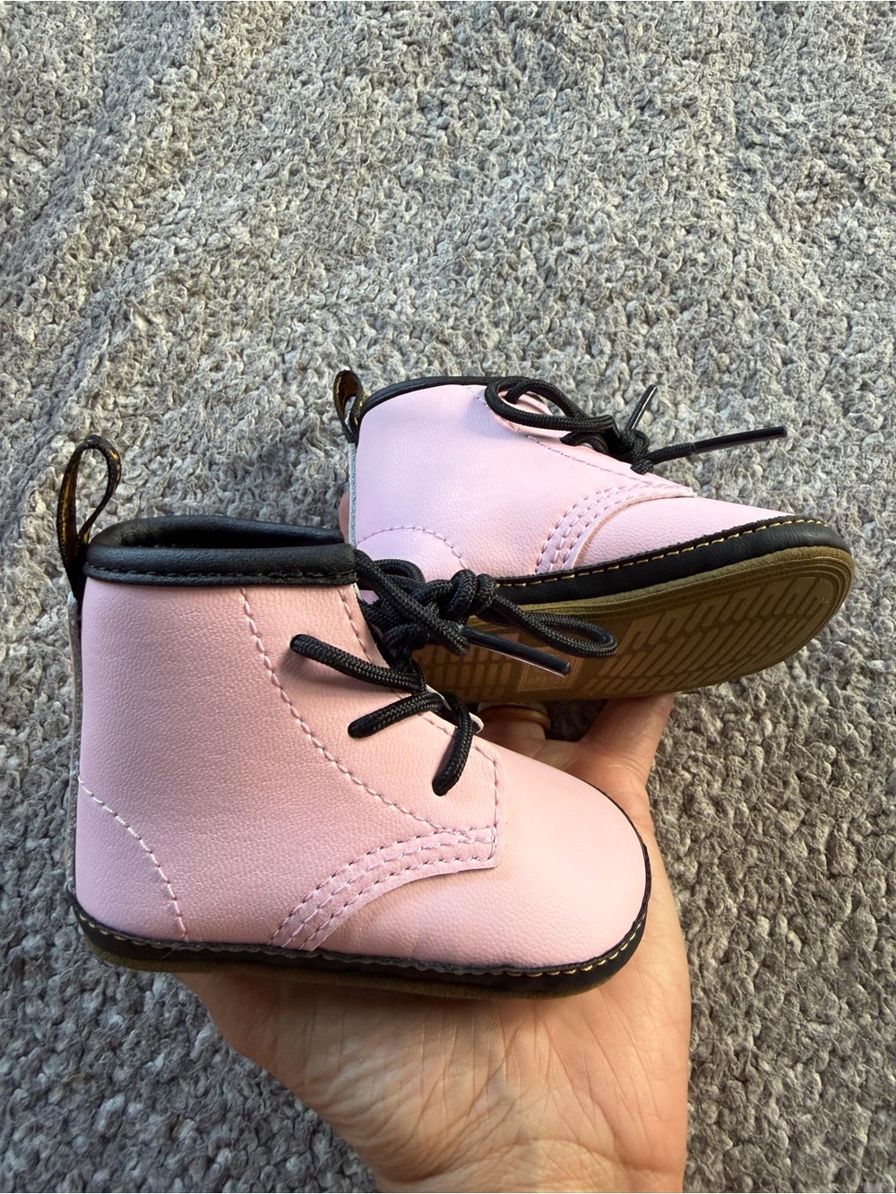 Dr. Martens 1460 Crib Booties Pale Pink Leather Baby Shoes NWOT